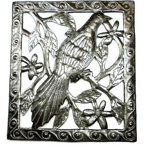 Single Bird Metal Wall Art - 11 by 12 Inches - Croix des Bouquets - TheHomeToGo