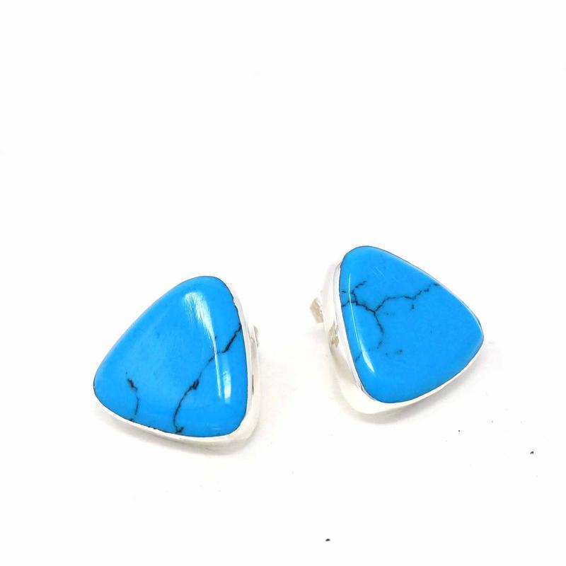 Stud Earrings, Turquoise Triangles - TheHomeToGo