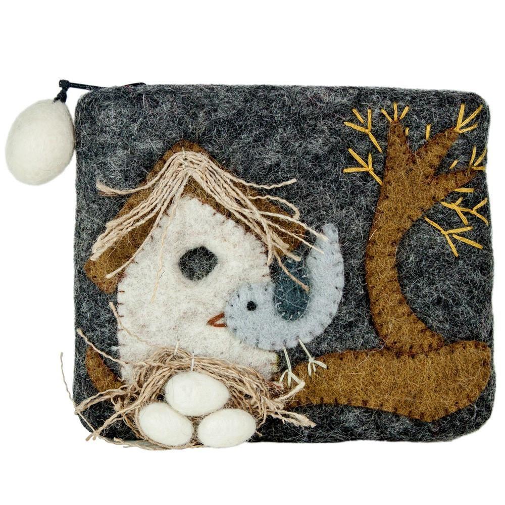 Felt Coin Purse - Nesting Bird - Wild Woolies (P) - TheHomeToGo