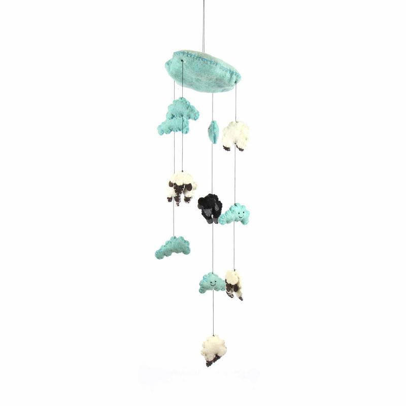 Blue Felt Counting Sheep Mobile - Global Groove - TheHomeToGo