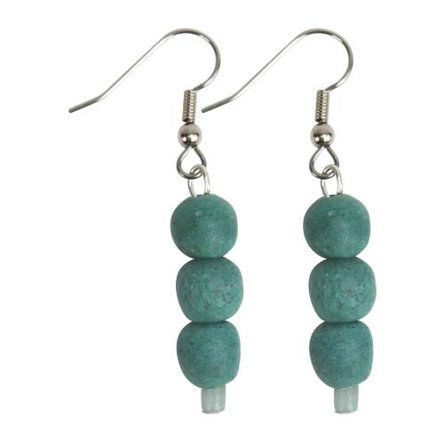 Recycled Teal Glass Earrings - Global Mamas - TheHomeToGo