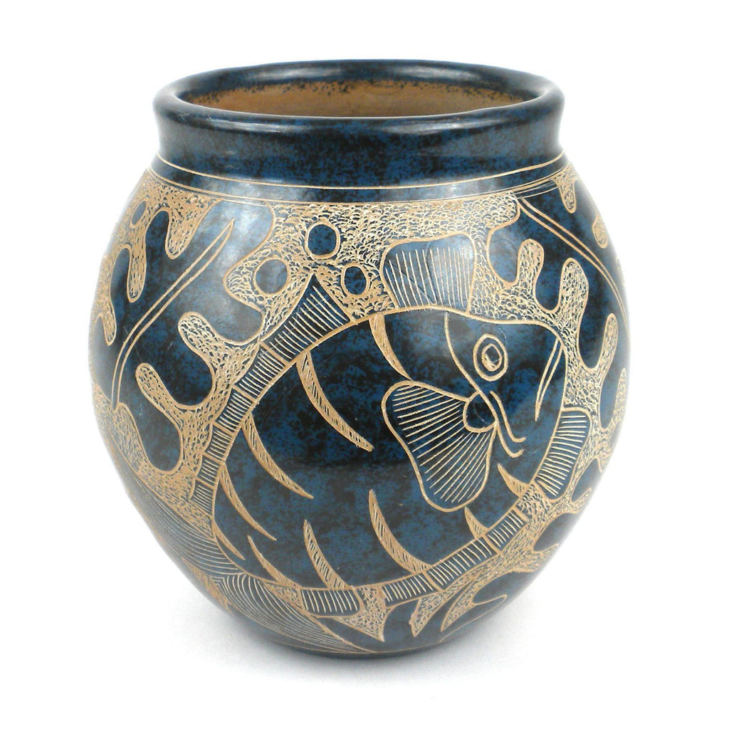 5 inch Tall Vase - Blue Fish - Esperanza en Accion - TheHomeToGo