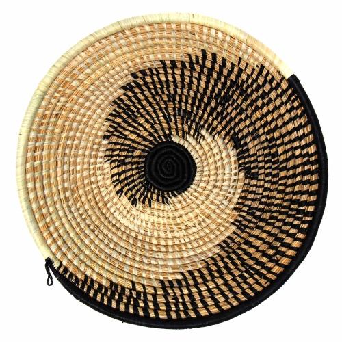 Woven Sisal Fruit Basket, Spiral Pattern in Natural/Black - TheHomeToGo