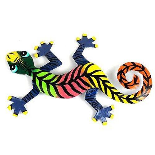 Eight Inch Striped Metal Gecko - Caribbean Craft - TheHomeToGo