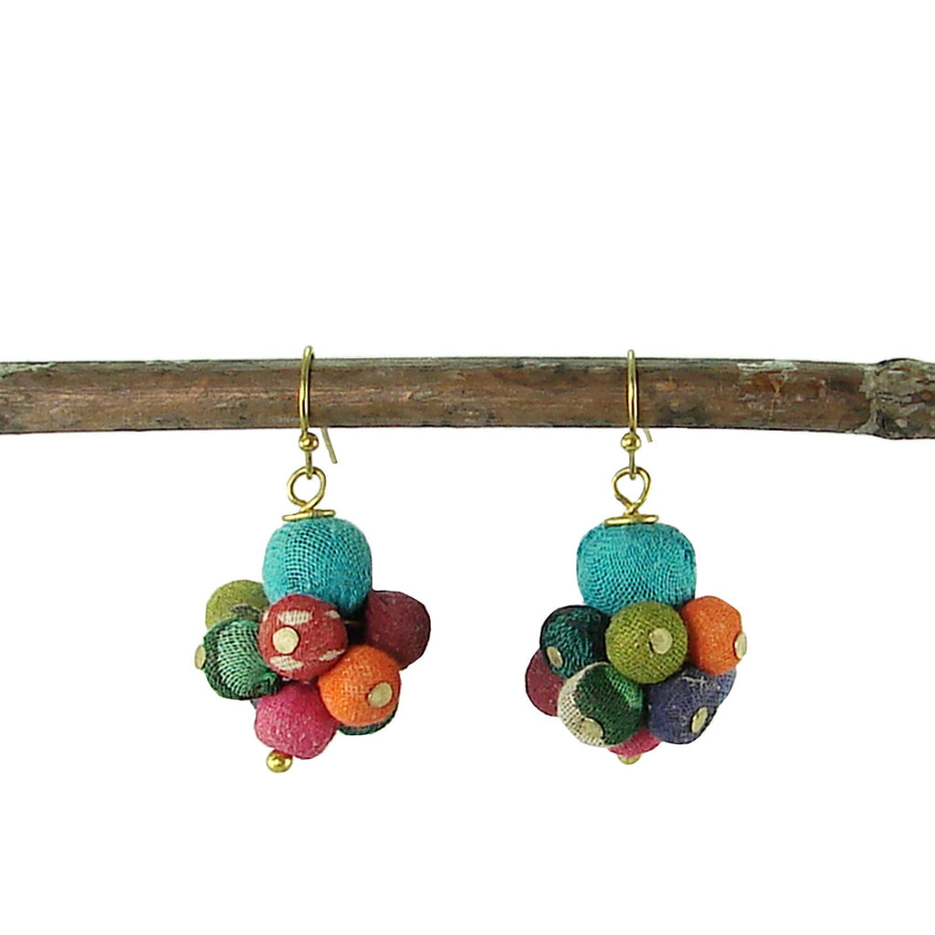 Kantha Drop Earrings - WorldFinds - TheHomeToGo