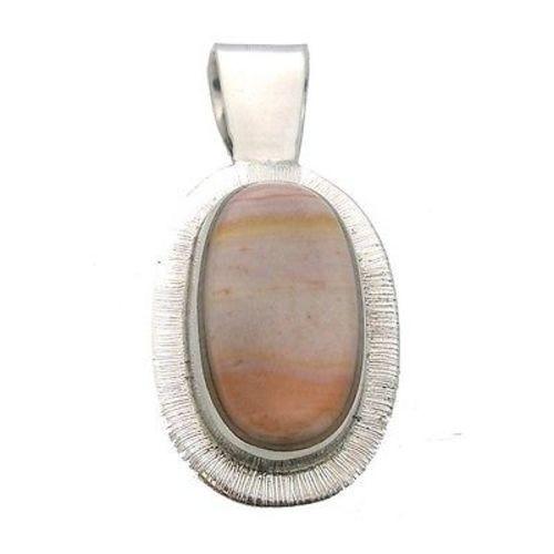 Tiger Stone Oval Alpaca Silver Pendant - Artisana - TheHomeToGo