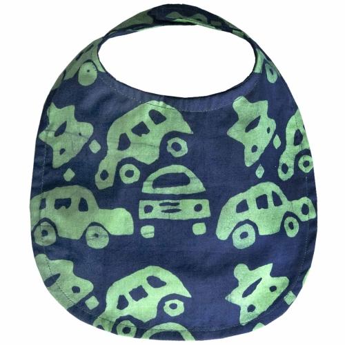 Batiked Baby Bib Lime Car Design - Global Mamas (B) - TheHomeToGo