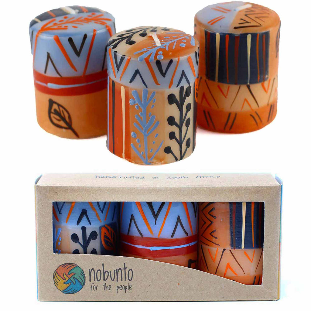 Hand Painted Candles in Uzushi Design (box of three) - Nobunto - TheHomeToGo