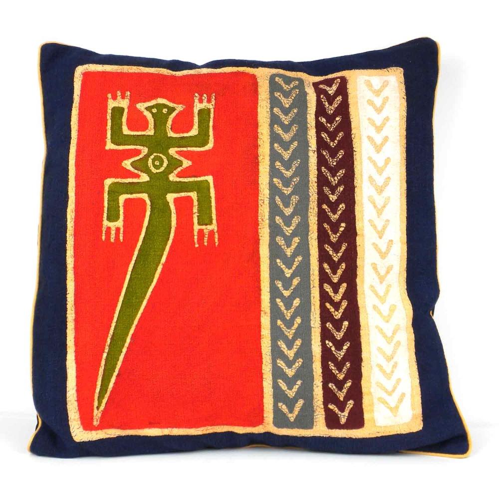 Handmade Red Lizard Batik Cushion Cover - Tonga Textiles - TheHomeToGo