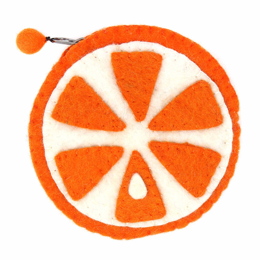 Handmade Felt Fruit Coin Purse - Orange - Global Groove (P) - TheHomeToGo