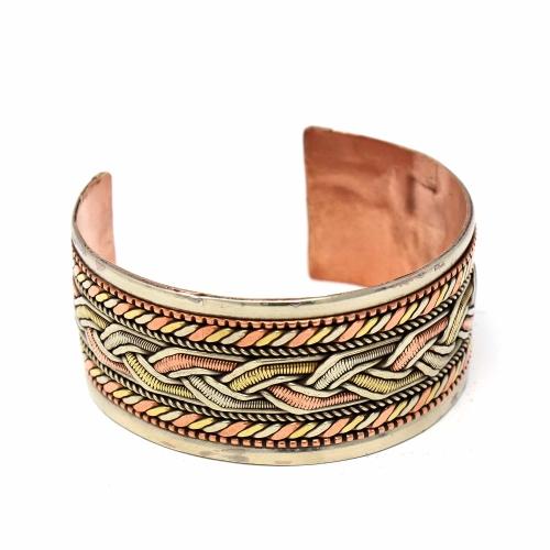 Copper and Brass Bracelet: Healing Cuff - DZI (J) - TheHomeToGo