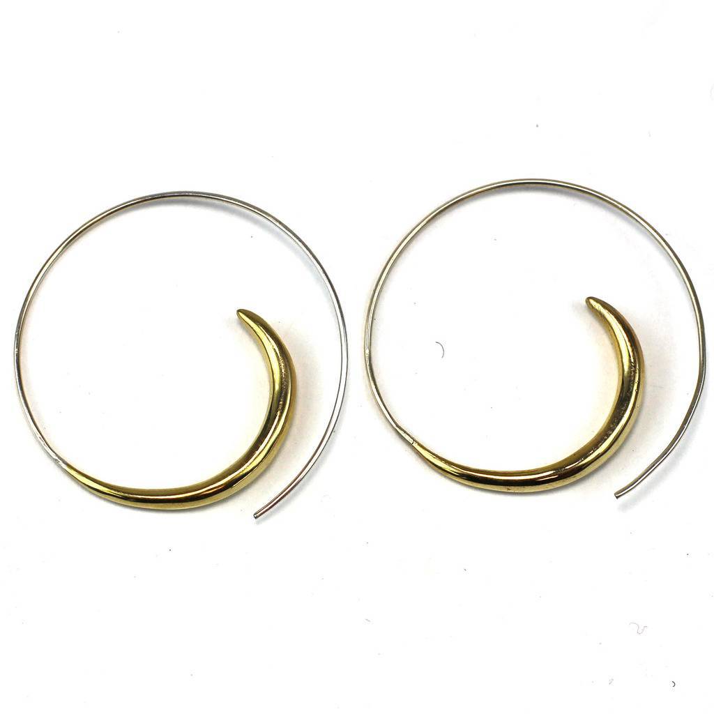 Brass Rip Curl Spiral Earrings - DZI (J) - TheHomeToGo