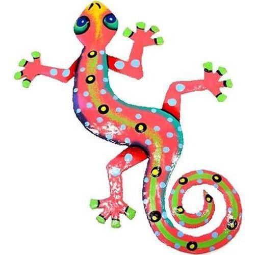 Eight Inch Pink Metal Gecko - Caribbean Craft - TheHomeToGo