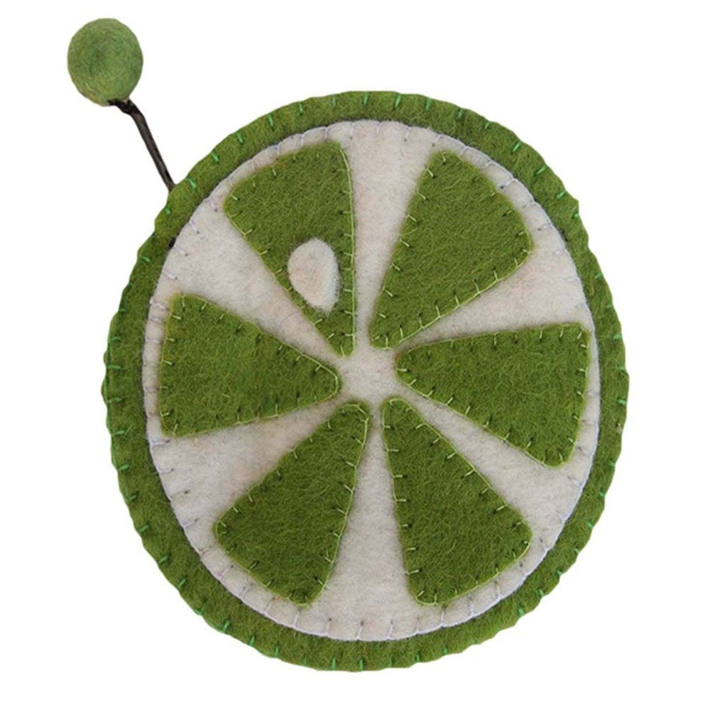 Handmade Felt Fruit Coin Purse - Lime - Global Groove (P) - TheHomeToGo