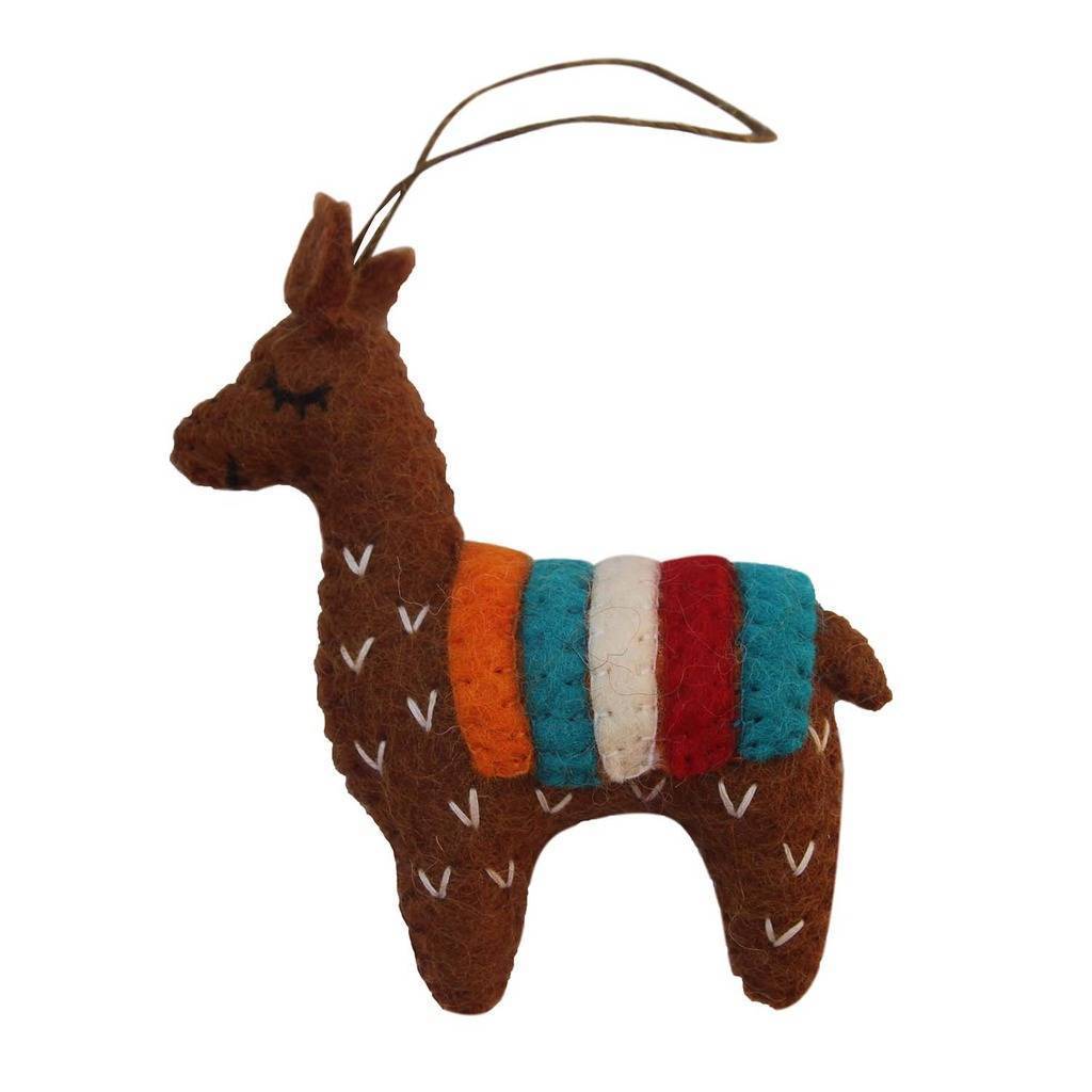 Brown Felt Llama Ornament - Global Groove (H) - TheHomeToGo