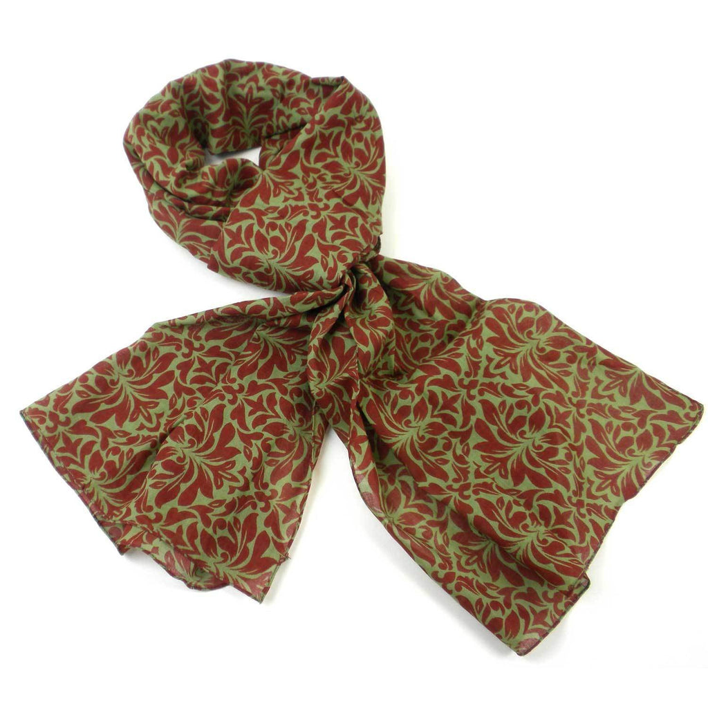 Olive Floral Cotton Scarf - Asha Handicrafts - TheHomeToGo