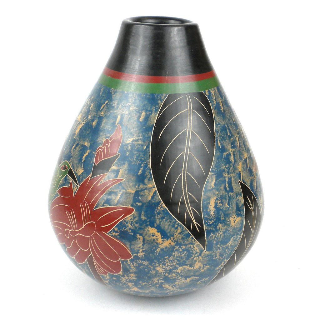 7 inch Tall Vase - Hummingbird on Flower - Esperanza en Accion - TheHomeToGo