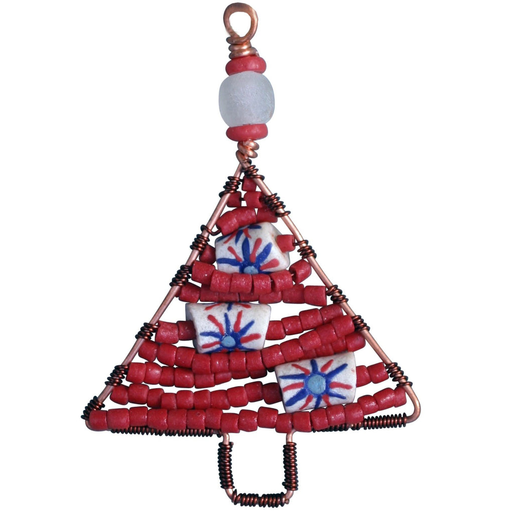 Beaded Tree Ornament Red - Global Mamas (H) - TheHomeToGo