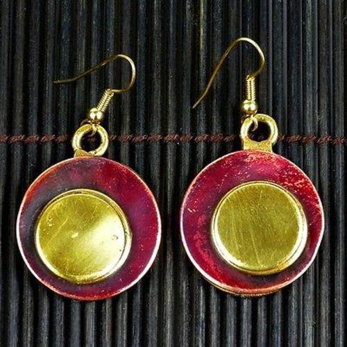 Circle Squared Earrings - Brass Images (E) - TheHomeToGo