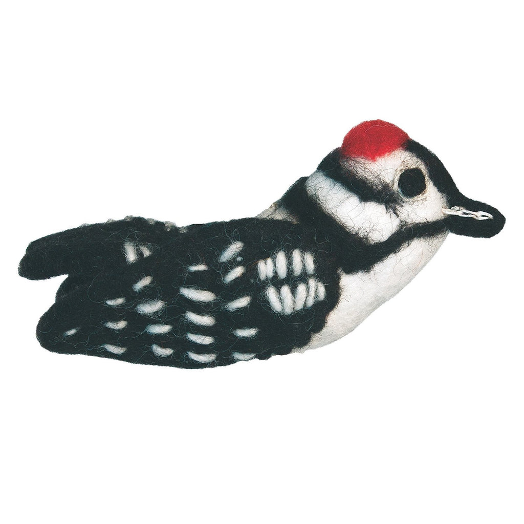 Felt bird Ornament - Downy Woodpecker - Wild Woolies (G) - TheHomeToGo