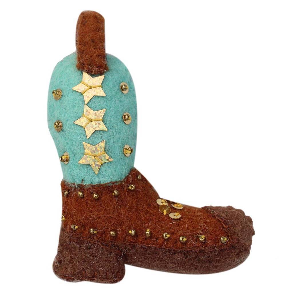 Cowgirl Boot Felt Ornament - Global Groove (H) - TheHomeToGo