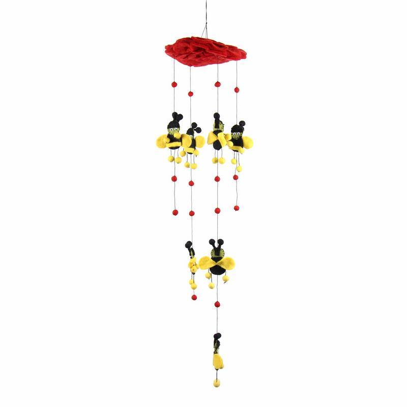 Red Felt Bumble Bee Mobile - Global Groove - TheHomeToGo