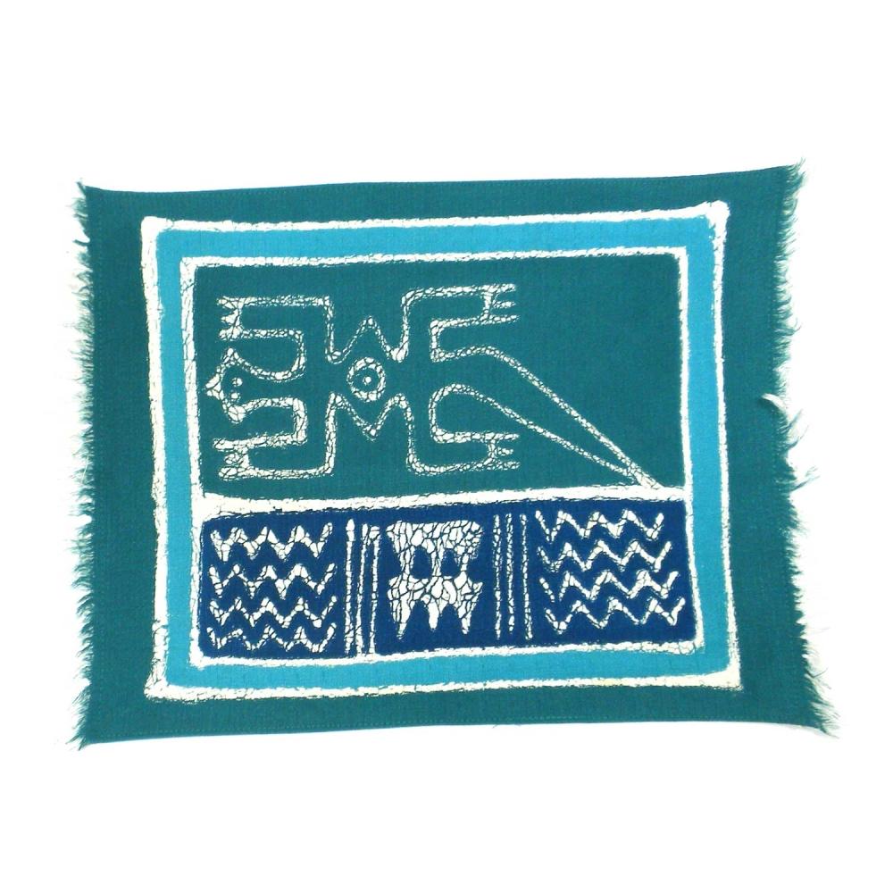 Handpainted Blue Gecko Batiked Placemat - Tonga Textiles - TheHomeToGo