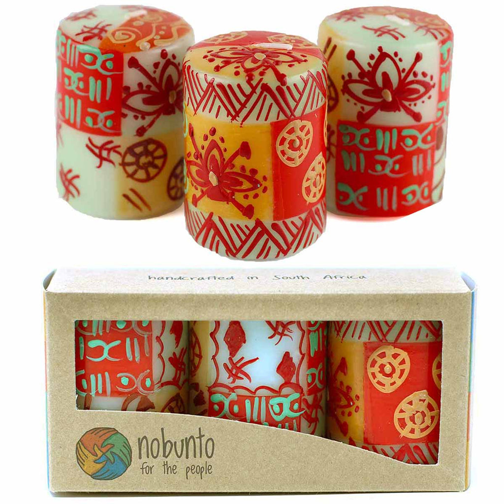 Hand Painted Candles in Owoduni Design (box of three) - Nobunto - TheHomeToGo