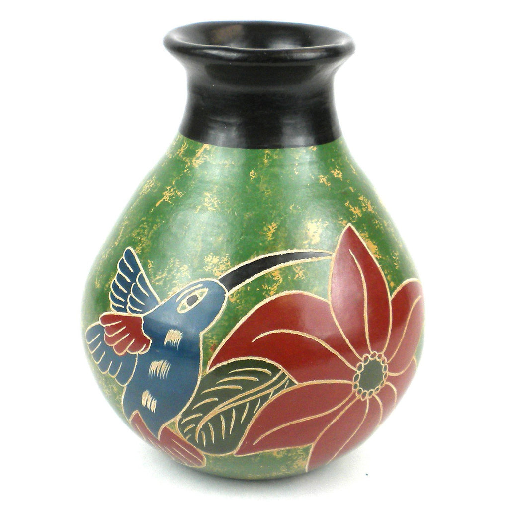 5 inch Tall Vase - Green Bird - Esperanza en Accion - TheHomeToGo