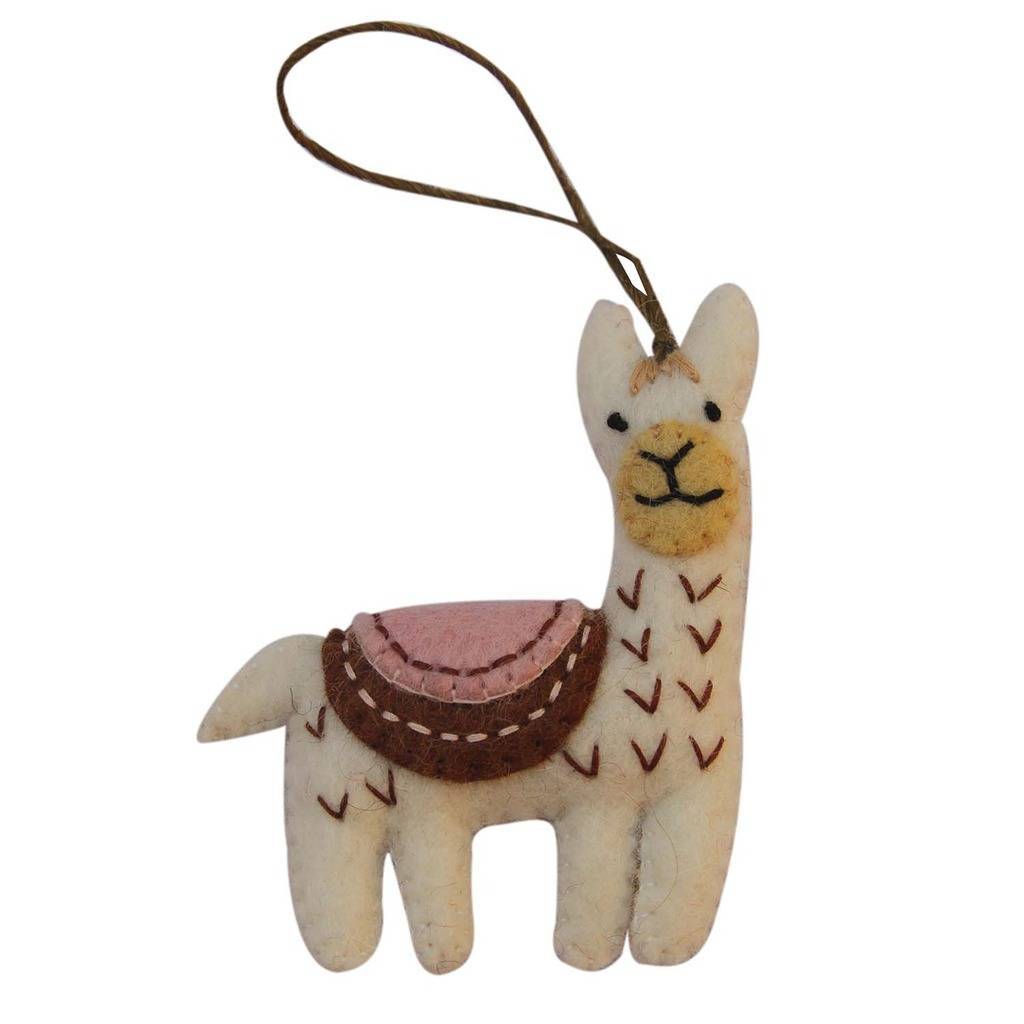 White Felt Llama Ornament - Global Groove (H) - TheHomeToGo