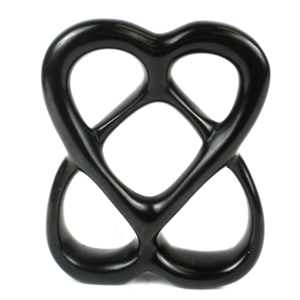 Double Heart 4 inch Black - TheHomeToGo