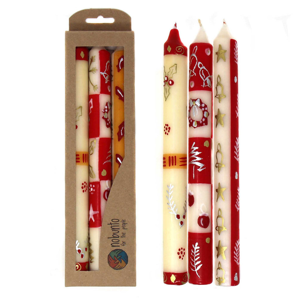 Tall Hand Painted Candles - Three in Box - Kimeta Design - Nobunto - TheHomeToGo