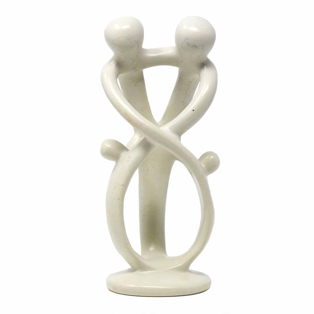 Natural 10-inch Tall Soapstone Family Sculpture - 2 Parents 2 Children - Smolart - TheHomeToGo