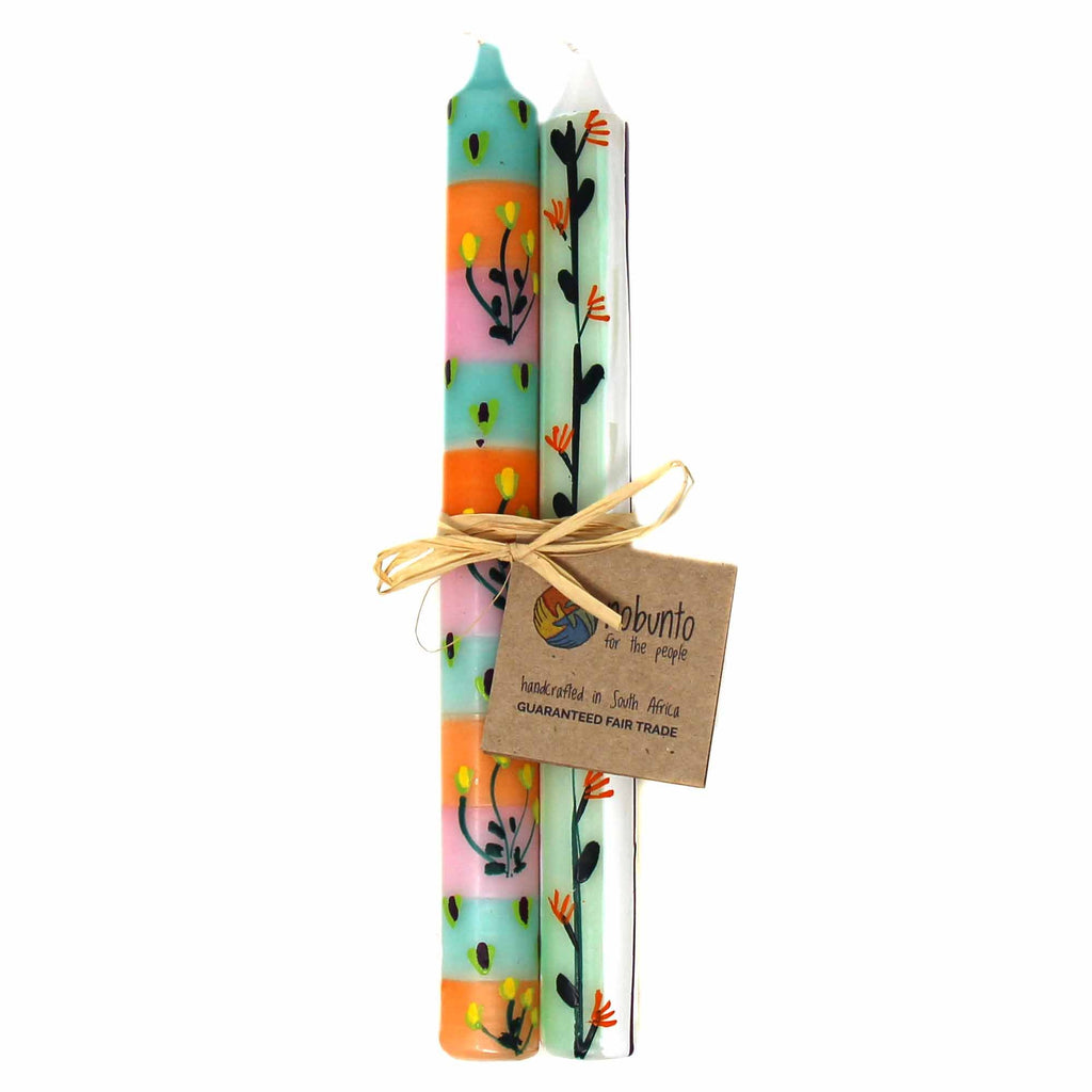 Tall Hand Painted Candles - Pair -Imbali Design - Nobunto - TheHomeToGo