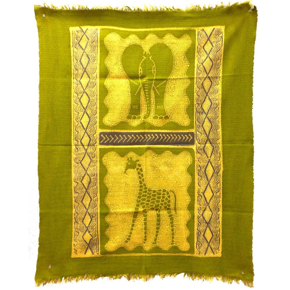 Elephant and Giraffe Batik in Lime/Periwinkle - Tonga Textiles - TheHomeToGo