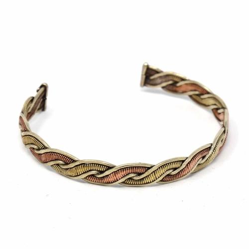 Copper and Brass Cuff Bracelet: Healing Genie - DZI (J) - TheHomeToGo