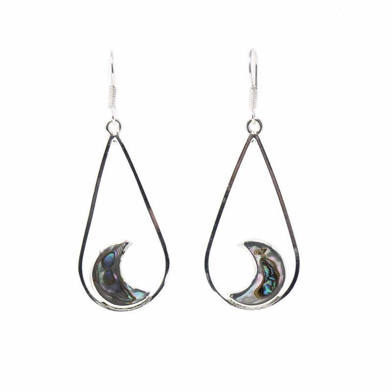 Earrings, Teardrop with Abalone Half Moons - TheHomeToGo