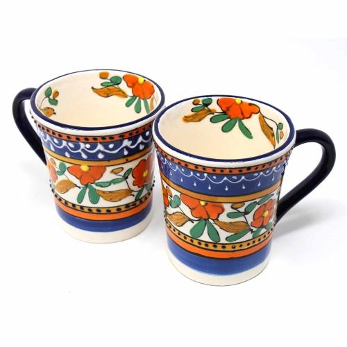 Flared Coffee Cups - Orange and Blue, Set of Two - Encantada - TheHomeToGo