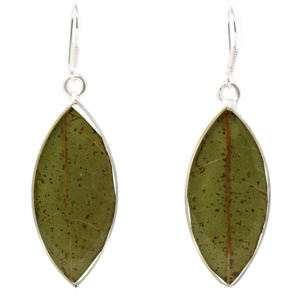 Earrings, Natural Leaf in Resin - TheHomeToGo