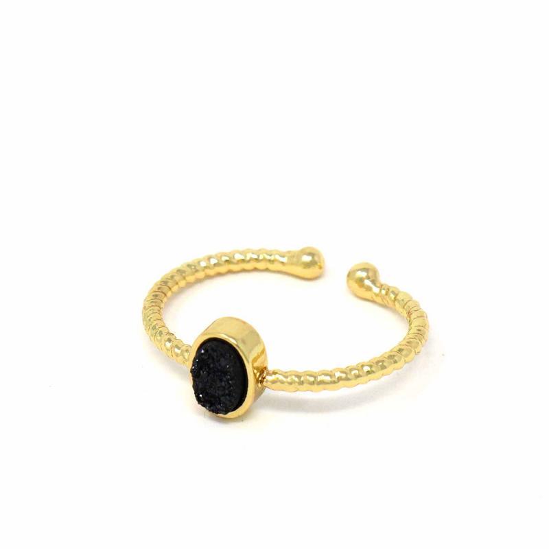 Ring: Black Druzy Agate Stone - Starfish Project - TheHomeToGo