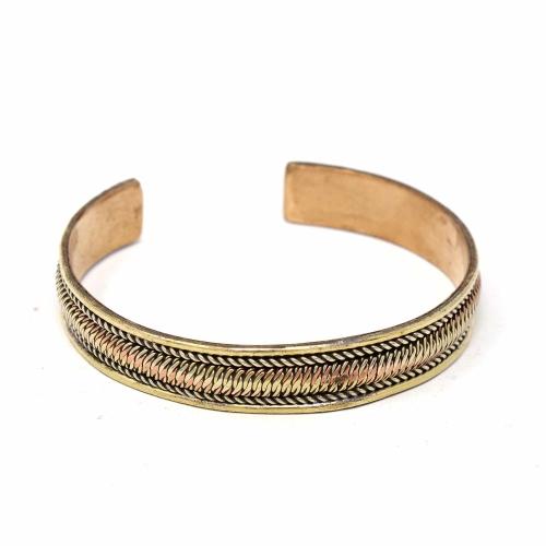 Copper and Brass Cuff Bracelet: Healing Path - DZI (J) - TheHomeToGo