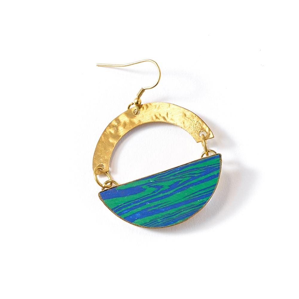 Ria Earrings - Blue Green Swirl - Matr Boomie - TheHomeToGo