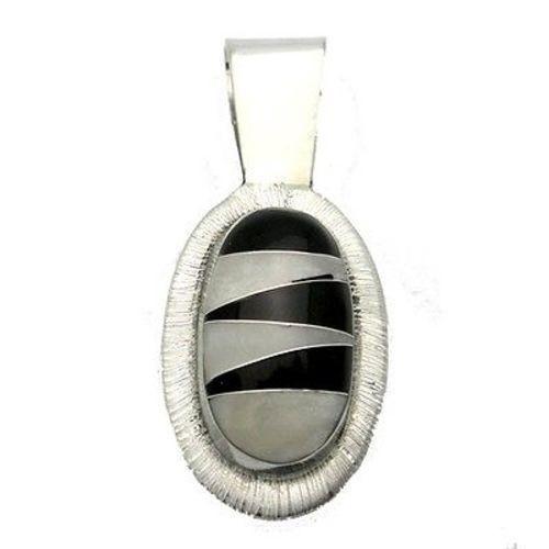 Onyx and Mother of Pearl Zig Zag Pendant - Artisana - TheHomeToGo