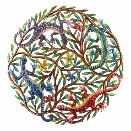 Four Geckos Painted Metal Wall Art - Croix des Bouquets - TheHomeToGo