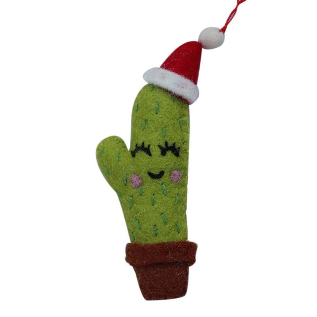 Santa Hat Cactus Felt Ornament - Global Groove (H) - TheHomeToGo