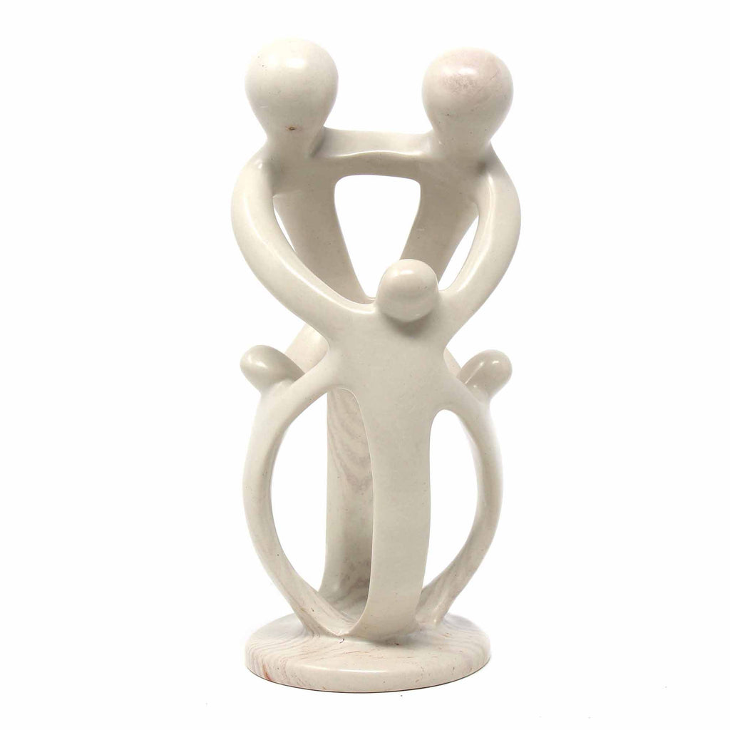 Natural 10-inch Tall Soapstone Family Sculpture - 2 Parents 3 Children - Smolart - TheHomeToGo