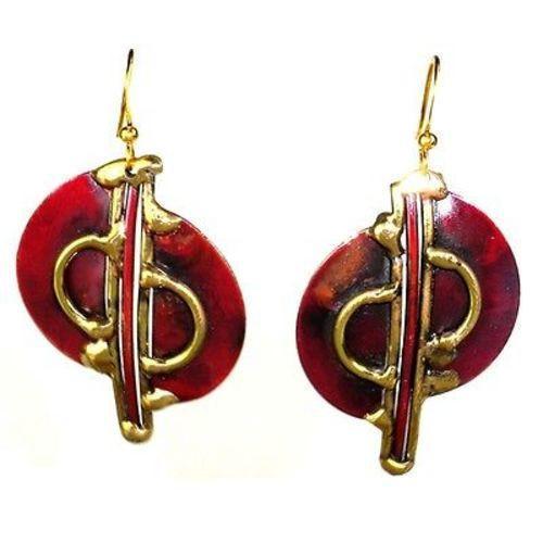 Cello Brass and Copper Earrings - Brass Images (E) - TheHomeToGo