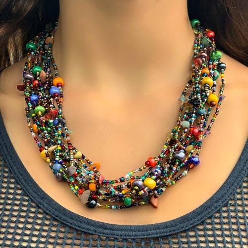 12 Strand Bead Beach Ball Necklace - Lucias Imports (J) - TheHomeToGo