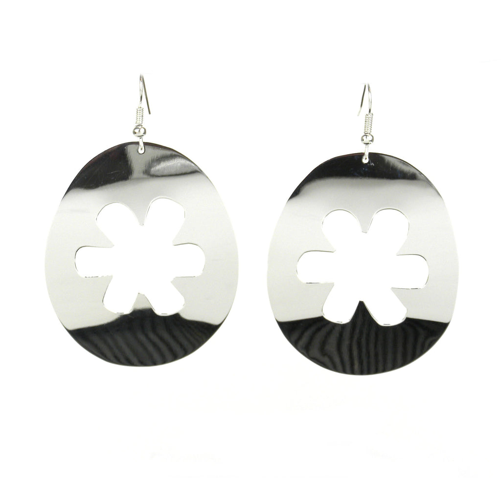 Large Silverplated Flower Cutout Earrings - Artisana - TheHomeToGo