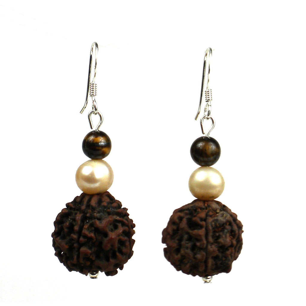 Rudraksha & Pearl Earrings - Global Groove (J) - TheHomeToGo